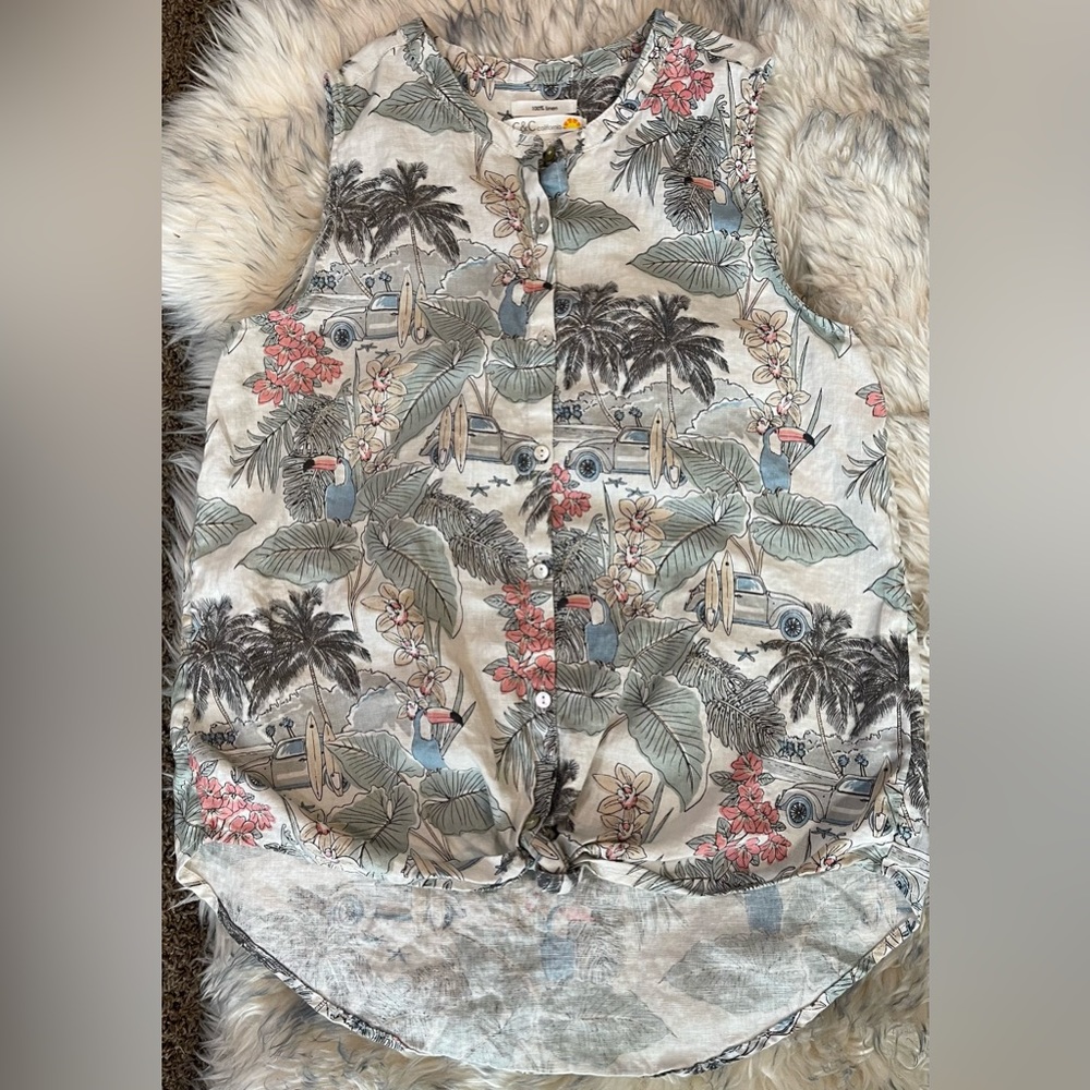 C&C California Womens 100% Linen Hawaiian Shirt.